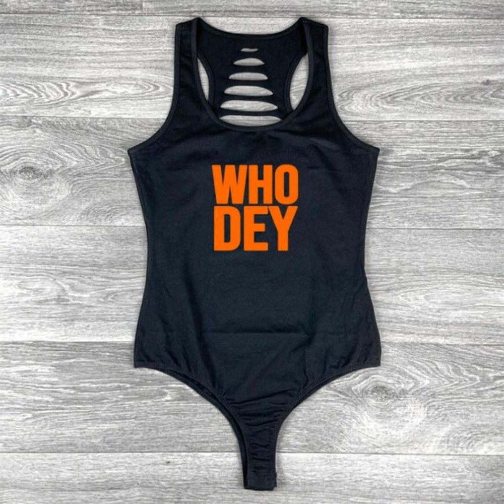 Black Cincinnati Bengals WHO THEY Football Gameday Bodysuit GF/mom/mothers gift
